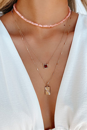 *Pink Dainty Layered Necklace*