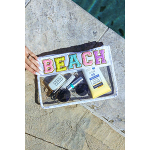 Ready to Ship | Beach Clear & Waterproof Varsity Pouch**