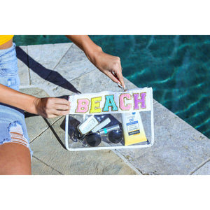 Ready to Ship | Beach Clear & Waterproof Varsity Pouch**