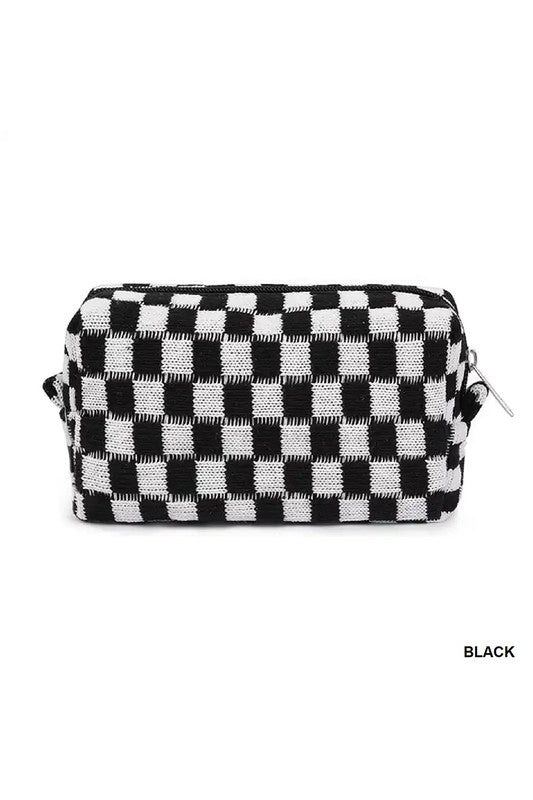 Checkered Makeup Cosmetic Pouch