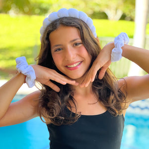 Puffy Terry Cloth Padded Spa Headband with Scrunchies
