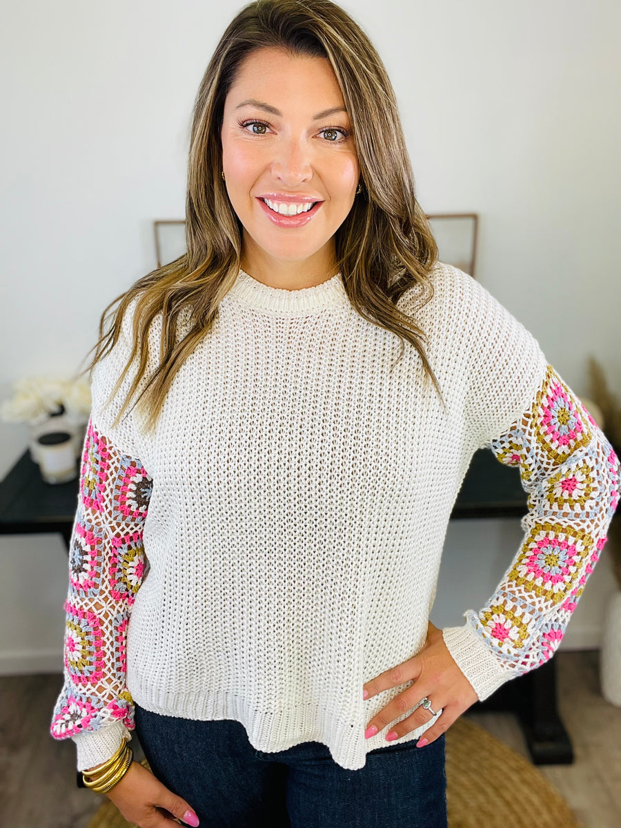 Cristina Crochet Sleeve Sweater