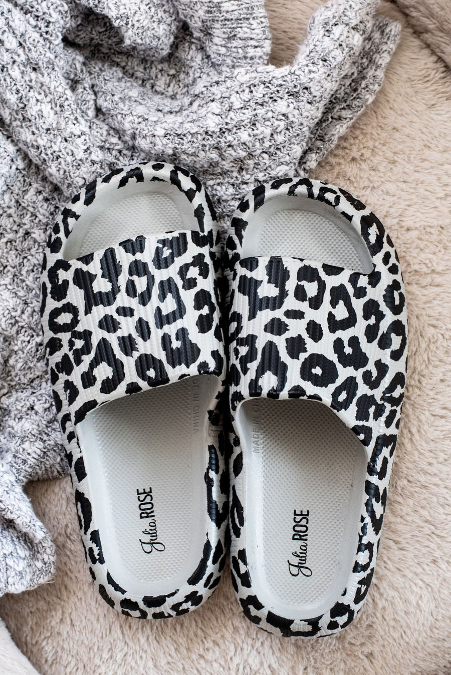 Ready to Ship | Gray Leopard Insanely Comfy -Beach or Casual Slides