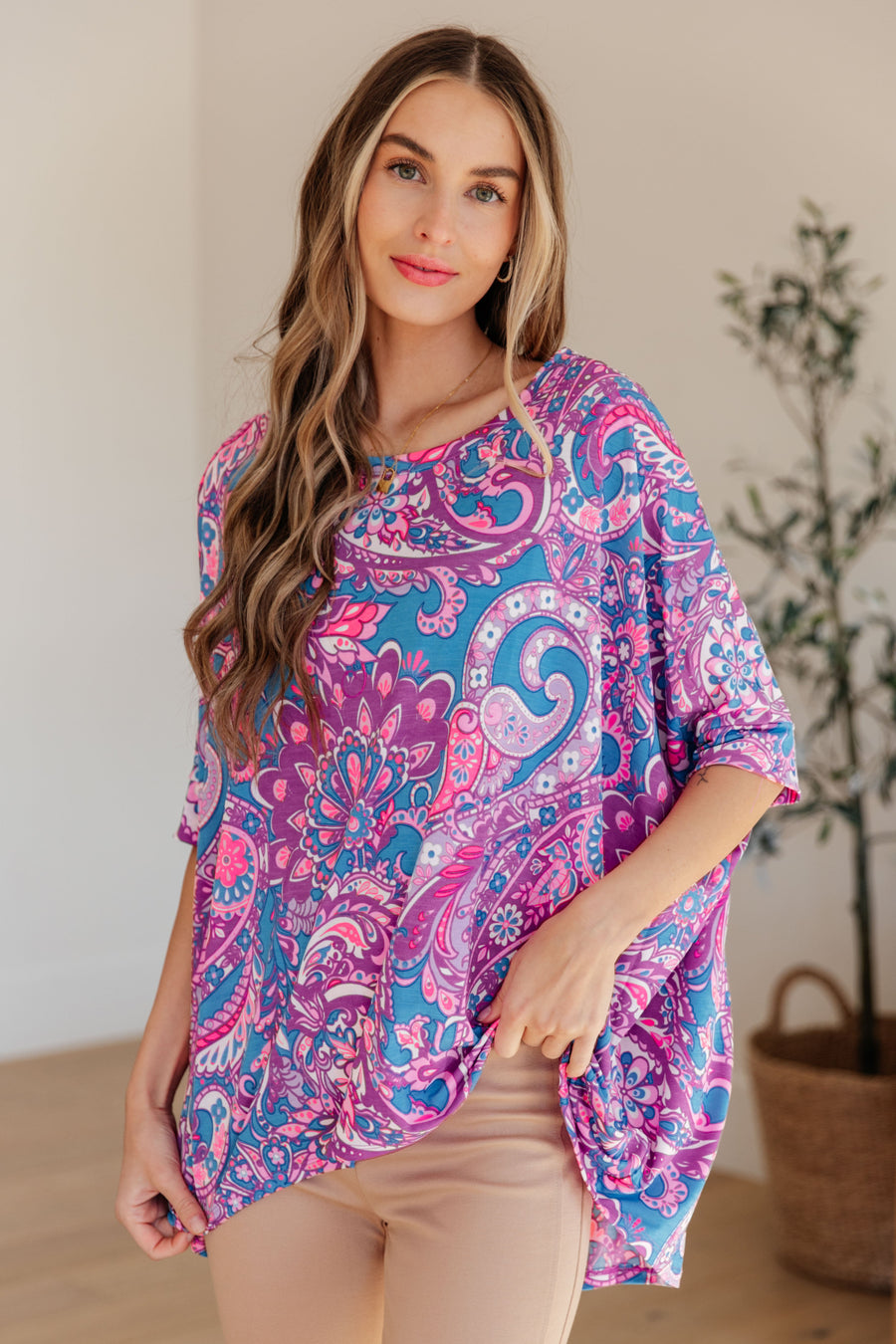 Essential Blouse in Purple Paisley