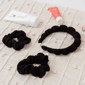 Puffy Terry Cloth Padded Spa Headband with Scrunchies