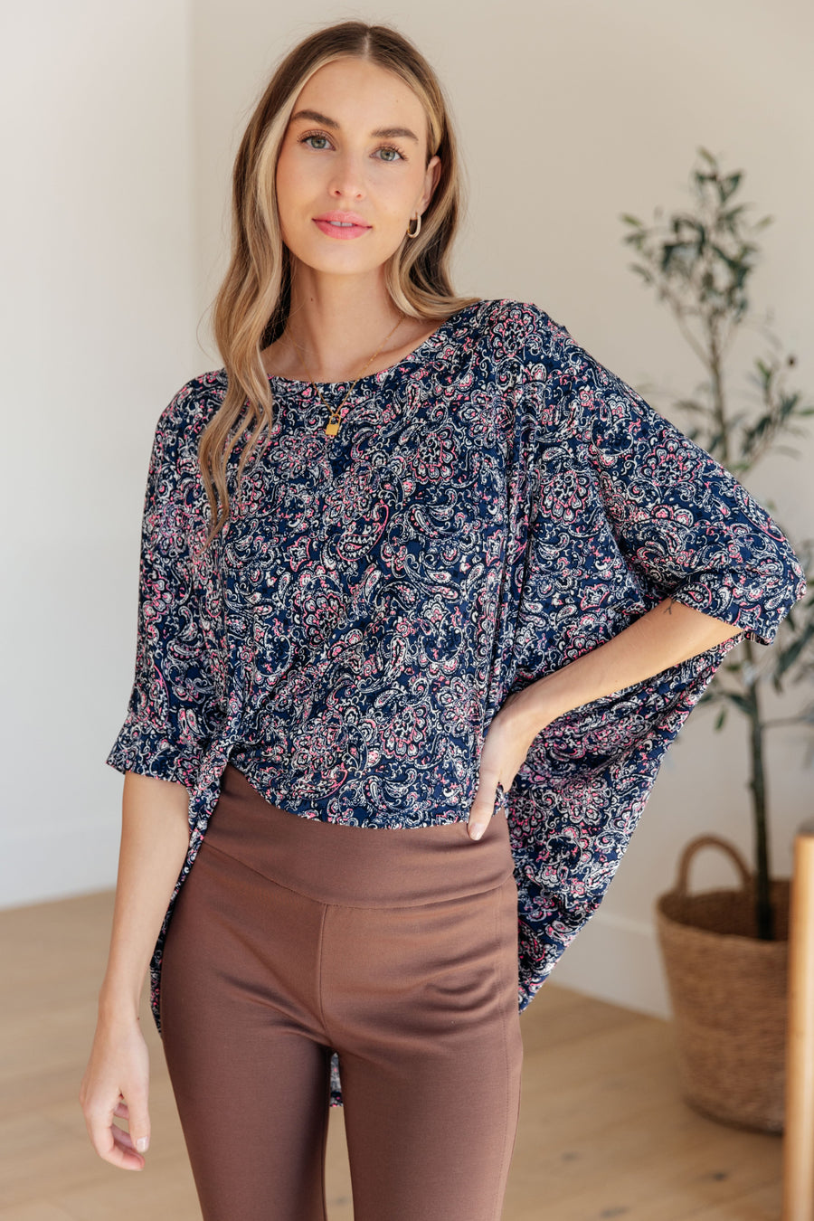 Essential Blouse in Navy Paisley